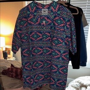 Spicy Tuna Men's Blue and Pink Casual Button Down Shirt